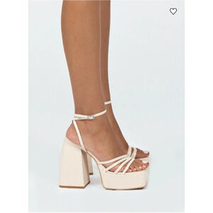 Princess Polly La Belle Platform Heels Bone Women’s 5 Block Heels Strappy Sandal